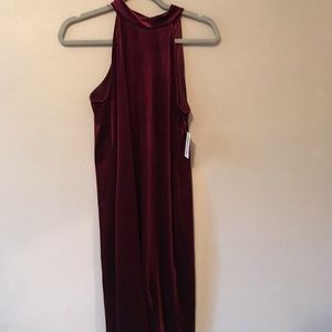 Maroon halter top velvet dress